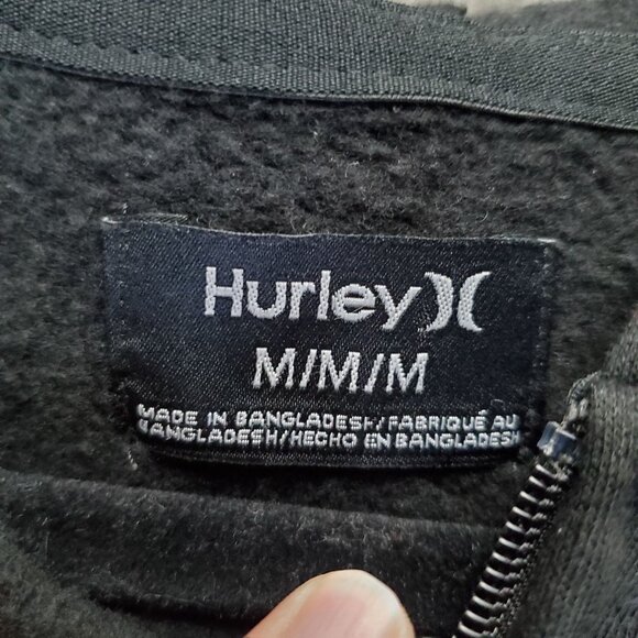 Hurley Shirt Mens Medium Black Full Zip Kangaroo Pocket Hoodie - Picture 2 of 10